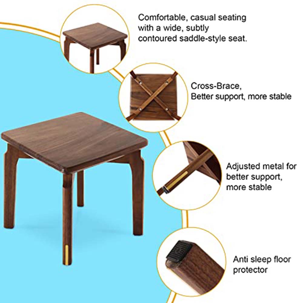 BOGAOJC 10 Inch Modern Style Black Walnut Wooden Stools Backless Chairs Stacking for Living Room, Dining Room, Bedroom, Set of 1, Walnut (10" Tall)