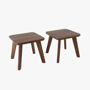 BOGAOJC 10 Inch Set of 2 Small Black Walnut Step Stool for Kids & Adult,Bedroom, Kitchen & Bathroom- Short Stool for Foot Rest, Plant Rack/Stand & Shoe Changing (Flat Legs)