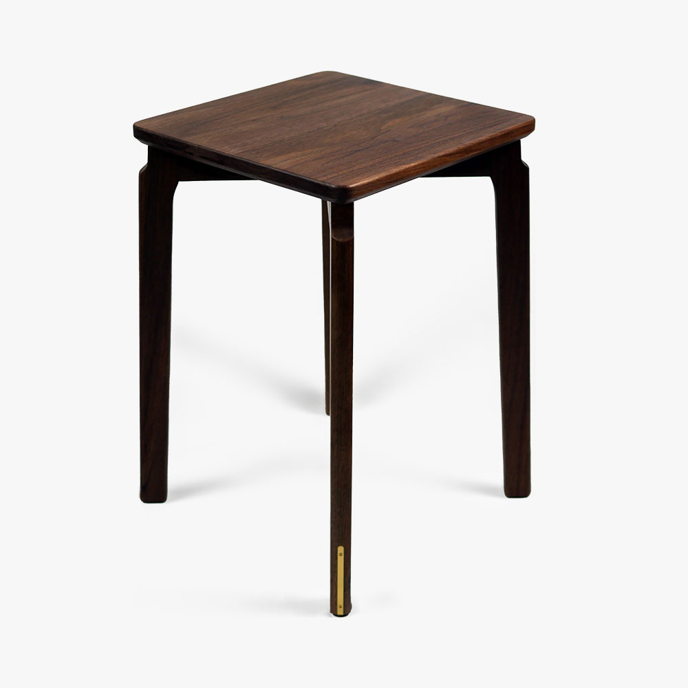 BOGAOJC 18 Inch Modern Style Black Walnut Wooden Stools Backless Chairs Stacking for Living Room, Dining Room, Bedroom, Set of 1, Walnut