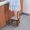 BOGAOJC 10 Inch Set of 2 Small Black Walnut Step Stool for Kids & Adult,Bedroom, Kitchen & Bathroom- Short Stool for Foot Rest, Plant Rack/Stand & Shoe Changing (Round Legs)