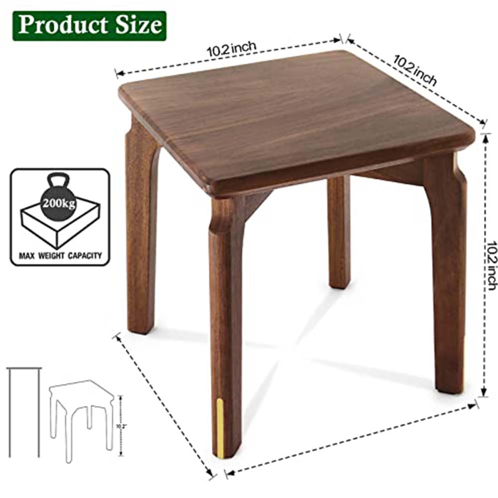 BOGAOJC 10 Inch Modern Style Black Walnut Wooden Stools Backless Chairs Stacking for Living Room, Dining Room, Bedroom, Set of 1, Walnut (10" Tall)